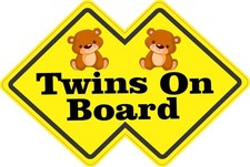 StickerTalk Twins On Board Diamond Vinyl Sticker 6x4 Twin Bears Decal picture