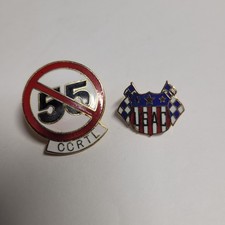 2 Vtg. Automobile Cloisonné Pins CCRTL • USAC picture