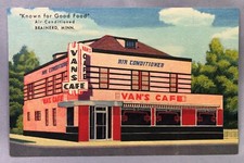 1940s BRAINERD Minnesota VAN's CAFE Restaurant POSTCARD Original VINTAGE Linen picture