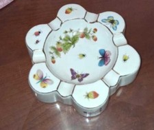 Herend Porcelain Decorative Round Floral Butterfly Ashtray picture