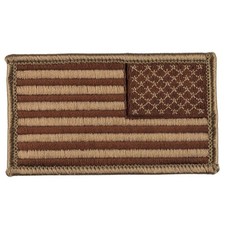 Reverse American Flag Patch - Subdued Desert Sand Tan - Sew-On Tactical Patch picture