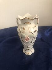 Wales Pink Rose Poecelain Vase. 6.5” H X 3” W. Made In Japan In Excellent picture
