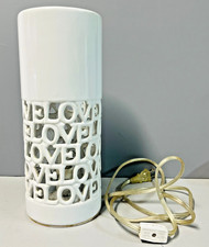 White Ceramic LOVE Cutout Accent Table Lamp 12” Modern Romantic Decor picture
