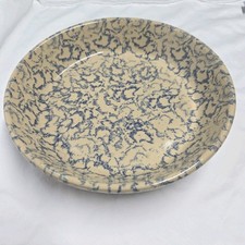 Robinson Ransbottom Pottery Blue Spongeware Vintage Pie Plate Roseville Ohio USA picture