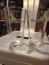 Set of Two Trump Marina Casino Pint Beer Glasses Irish Shamrock St Patrick's Day picture