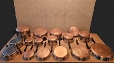 Vintage REVERE Ware 1801 Copper Botton Cookware Pots and Pans 28 piece Set picture