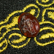 Authentic Ancient Roman Garnet Stone Intaglio Seal Depicting Figurine picture