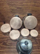 Vtg 12-Pc Revere Ware Copper Clad 1801 Cookware Set With Lids 1qt-5qt 4.5 Dutch  picture