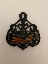Antique Cast Iron Wall Mounted Match Holder Hand Painted Bird With Flowers picture