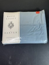 Vintage Royal Legacy by Martex Flat Sheet 250TC Blue Cotton Blend NIP USA picture