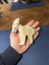 Vintage Carved White Onyx Donkey Alabaster Stone Mule Marble Burrow Figurine MCM picture