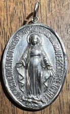Vintage 1830 Sterling Silver O Mary Conceived Miraculous  Medal Pendant . picture