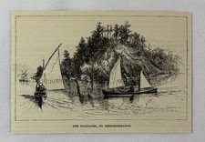 1885 magazine engraving ~ THE PALISADES ON LAKE MEMPHREMAGOG picture