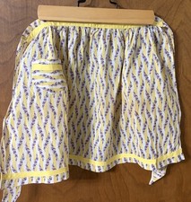 Vintage Child’s Apron Cotton with Pocket Yellow Purple picture