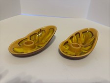 Vintage Mod Pottery Candle Holder Set of 2 Made in USA  picture