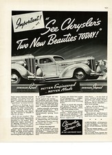 1937 Chrysler Royal Imperial Vintage Print Ad picture