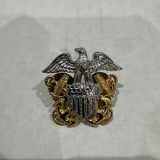 Gold/Silver Tone United States Navy Officer Garrison Cap Badge picture