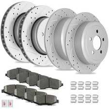 Disc Brake Kits with Pads and Rotors Front & Rear Drilled Slotted Vented Roto... picture