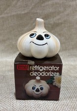 NIB VINTAGE 1983 COOKS TOOLS GARLIC REFRIGERATOR DEODORIZER CERAMIC CUTE RETRO picture