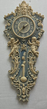 Blue & Ivory  Incolay Blue & Ivory  W Cherub  Angels Wall Clock  CARVED picture