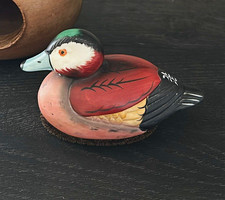 Hand-Painted Wooden Jasco  Duck Figurine, Wood Bird Collectible, Made in Taiwan picture