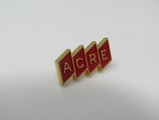 Vintage ACRE Lapel Pin Gold Tone Red Enamel Diamond Shape Organization Hat Pin picture