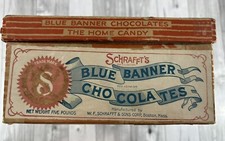 Schrafft's Blue Banner Nougatines Chocolate Box 1930s Vtg Advertising Litho N.Y. picture