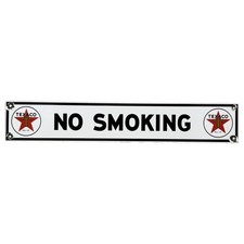 VINTAGE TEXACO NO SMOKING PORCELAIN SIGN STRIP RED STAR GAS STATION PUMP GARAGE picture