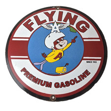Vintage Flying A Gasoline Sign - Porcelain Aviation Service Hang Glider Sign picture