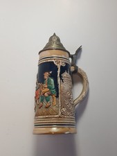 Vintage 1976 Gerz W. Germany Beer Stein Ceramic Pewter Lid Painted 2029 82 0.5 L picture