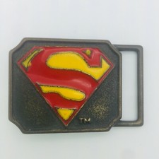 Vintage Superman DC Comics Brass and Enamel Belt Buckle by Lee 1944 Made in USA picture