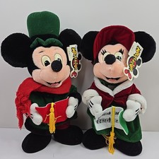 Mouseketoys Mickey & Minnie Plush Carolers Disney 12” 14” Vintage NWT Christmas picture