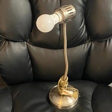 Vintage Chrome Metal Gooseneck Desk Lamp Adjustable Flexible Neck Industrial 19