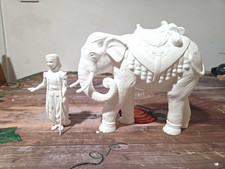 Lenox Fine Bone China White Elephant Figurine with Driver Figure Handmade picture
