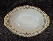 Antique Meito China Oval Vegetable Serving Bowl Gold Trim Floral Yellow ( Japan) picture