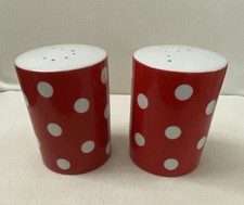 Vintage Fitz & Floyd Kitsch Red & White Polka Dot Salt Pepper Shakers Japan MCM picture