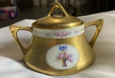 Antique Porcelain Lidded Sugar Bowl 1880-1918 Bavaria Germany picture
