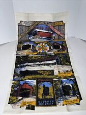 Vintage Kay Dee Handprints Linen Tea Kitchen Towel Pennsylvania Covered Bridges picture