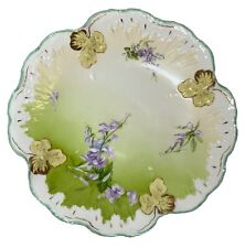 Antique BRC Voltaire Germany (Rosenthal) Green Floral Scalloped Master Bowl 11” picture