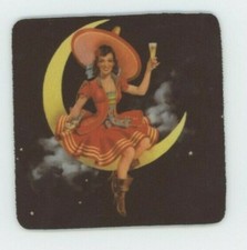 Miller High Life Beer COASTER  - Girl in Moon - Champagne of Beers picture