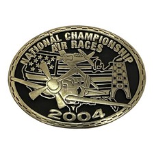 2004 Reno National Championship Air Race Brass Belt Buckle Vintage NOS AB picture