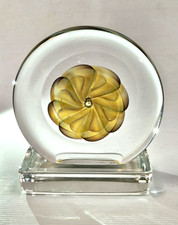 Michael O'Keefe Silver Veiled Underwater Translucent Paperweight Amber Glas 1988 picture