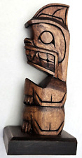 Vintage Hand Carved Wood Wolf Sculpture by Joe Becker First Nation Musqueam BC picture