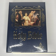Masonic Holy Bible Freemason  Heirloom Family Bible Blue picture