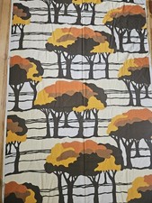 Vintage Kleinfab Original Marimekko Style Fabric MCM Orange Brown Tree Print  picture