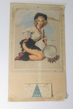 Vintage 1958 Gil Elvgren Pin-Up Calendar Coming Right Up 10x17 Union Maine Ad. picture