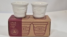 Longaberger Pottery - Woven Traditions Ivory - Two-Piece Votive Cup Set - NIB picture