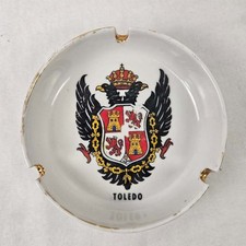Vintage Toledo Spain Coat of Arms Ceramic Ashtray Hand Decoraciones Aluri Oviedo picture