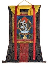 MACHIG LABDRON ORIGINAL TIBETAN THANGKA PAINTING FOR CHOD PRACTICE SILK FRAMED picture