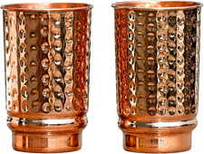 Pure Copper Hammered Drinking Cups - Ayurvedic Health Tumblers – 2 Pcs. Set picture